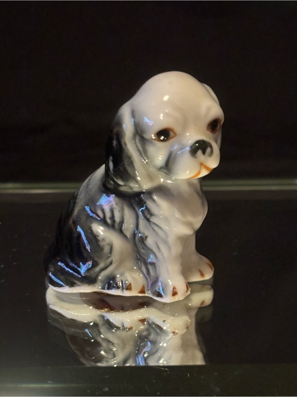 Vintage Fine Bone China Miniature Spaniel Puppy Figurine